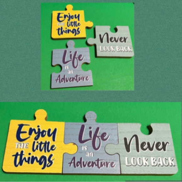 New Set of 3 Inspirational Interlocking Puzzle Pieces Table Top/Shelf Decor - Picture 1 of 16